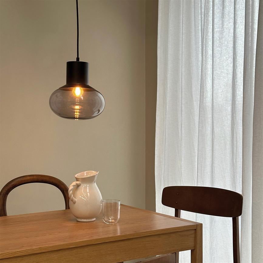 Firenze Pendelleuchte – Rauchglas/Schwarz