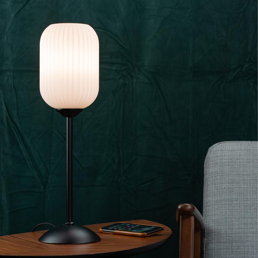 Geriffelt Tischlampe Hoch – Opal – Ansicht 2