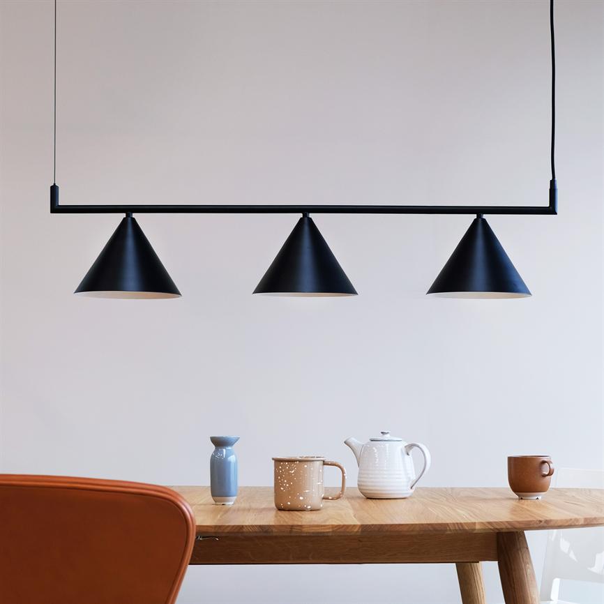 Cone Langtisch-Pendelleuchte – Schwarz