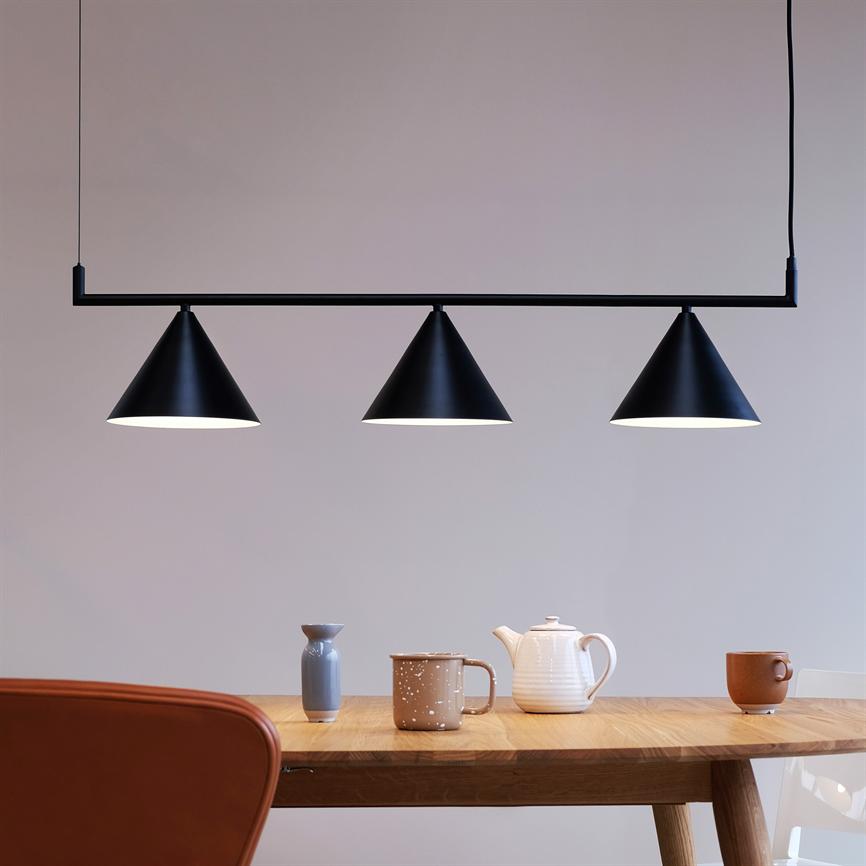 Cone Langtisch-Pendelleuchte – Schwarz