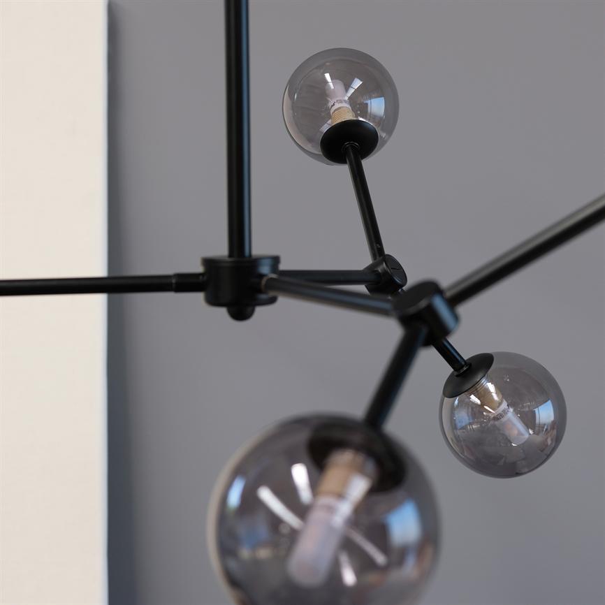 Space Kronleuchter – Rauchglas