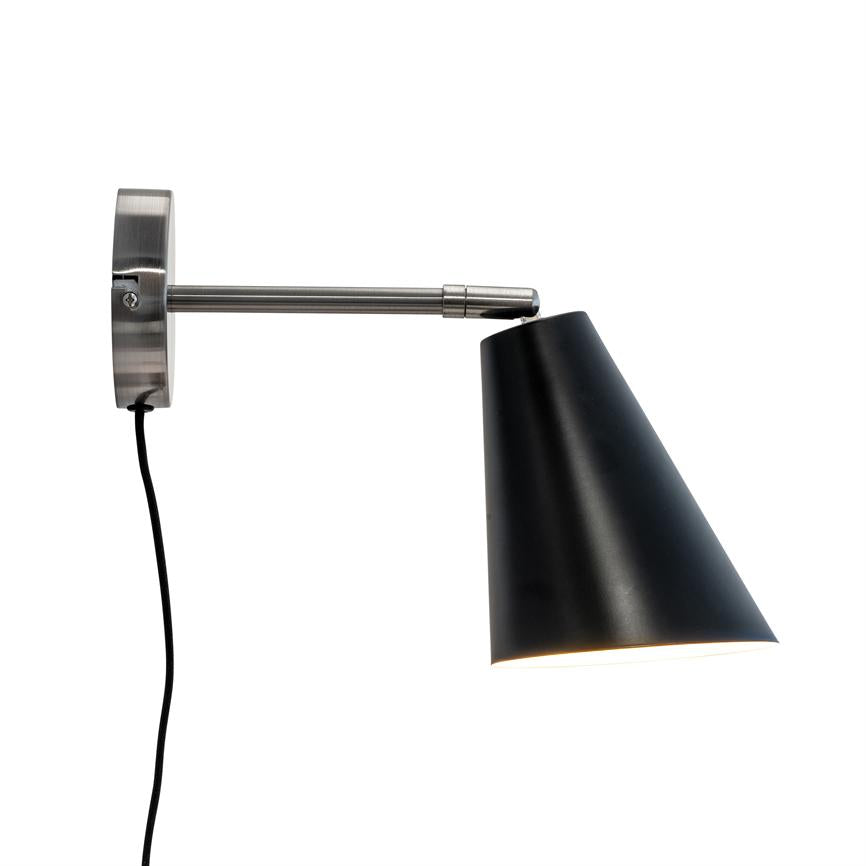 Oswald Wandlampe – Schwarz/Gebürsteter Stahl