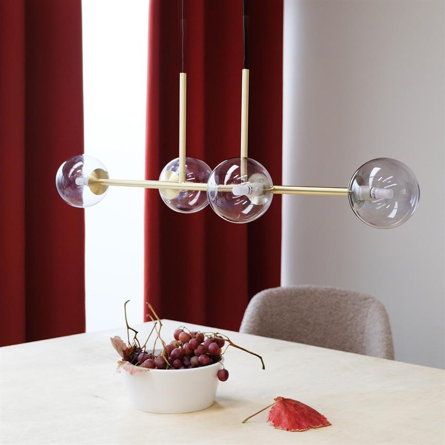 Clark Langtisch-Pendelleuchte – Rauchglas/Messing – Ansicht 3