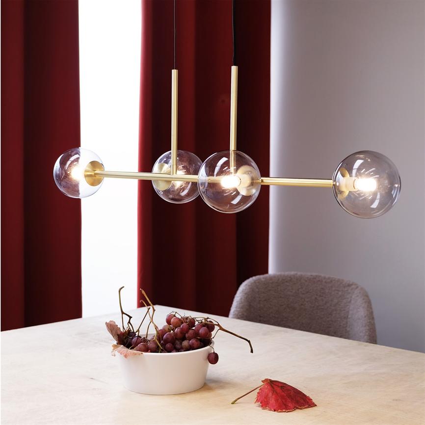 Clark Langtisch-Pendelleuchte – Rauchglas/Messing – Ansicht 2
