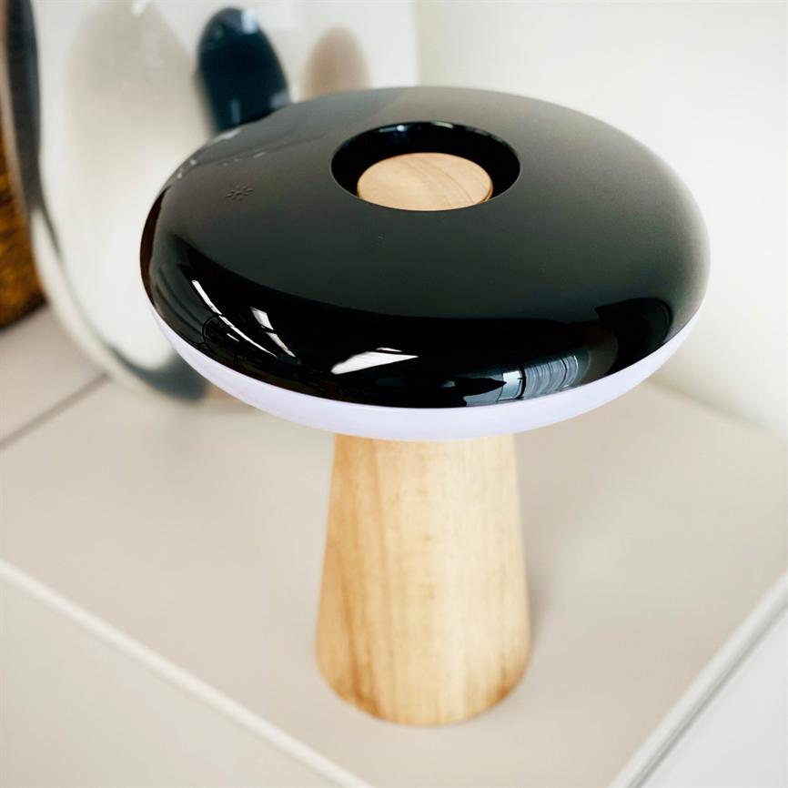 2 Ways LED Wiederaufladbar Tischlampe- Schwarz/Holz