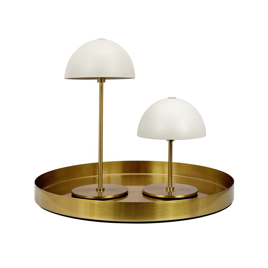 Along LED Mini Tischlampe 2 Stück mit Tablett – Beige/Messing