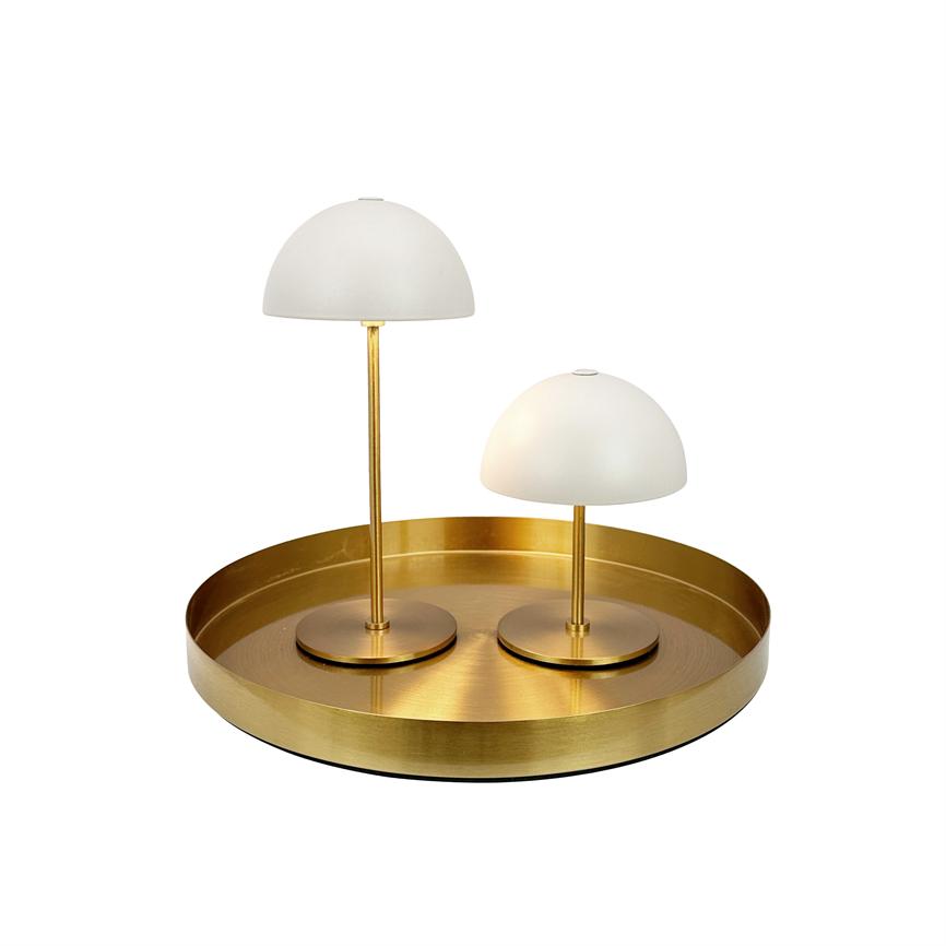 Along LED Mini Tischlampe 2 Stück mit Tablett – Beige/Messing