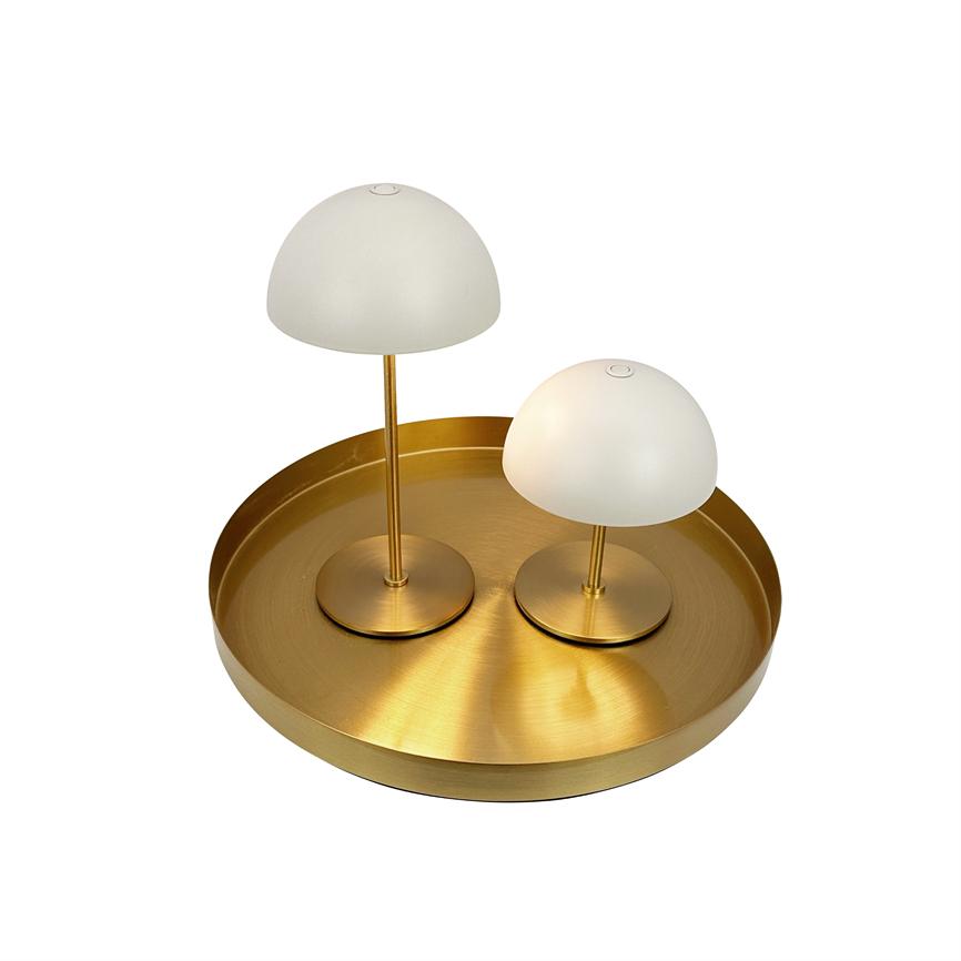 Along LED Mini Tischlampe 2 Stück mit Tablett – Beige/Messing