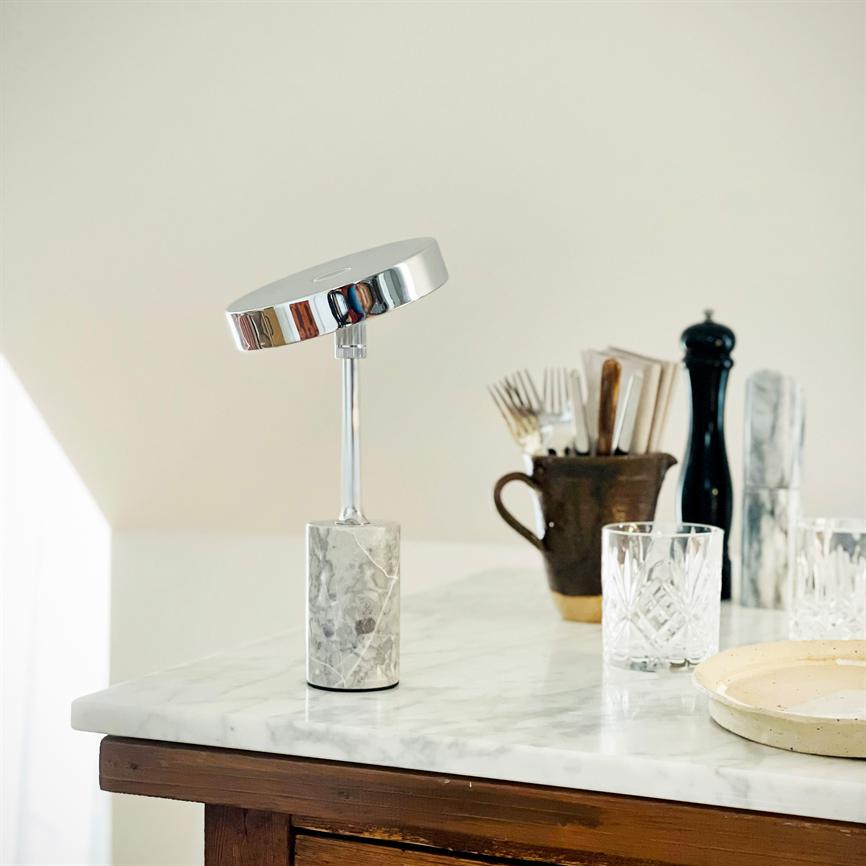 Starlight LED Wiederaufladbare Tischlampe Marmor – Chrom/Grau Marmor – Ansicht 3