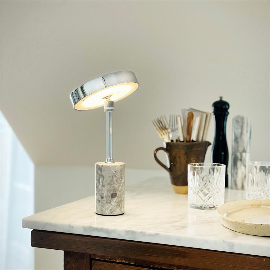 Starlight LED Wiederaufladbare Tischlampe Marmor – Chrom/Grau Marmor – Ansicht 4