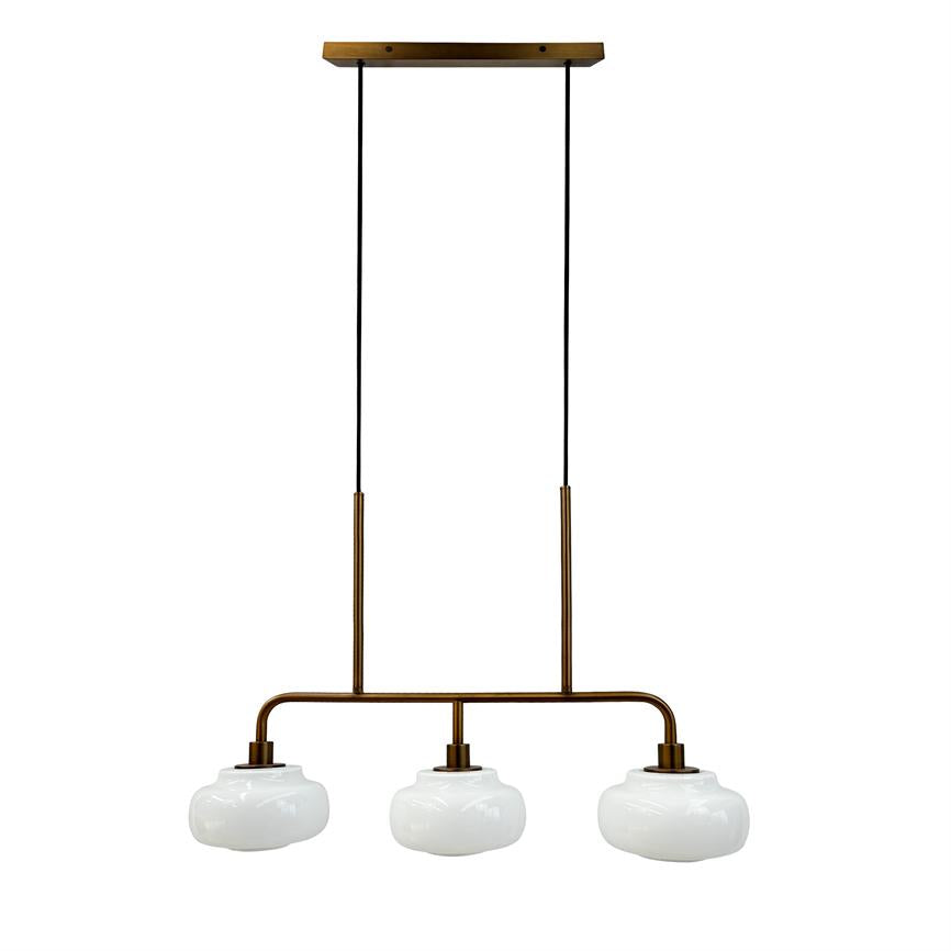 Ossett Langtisch-Pendelleuchte – Opal/Bronze