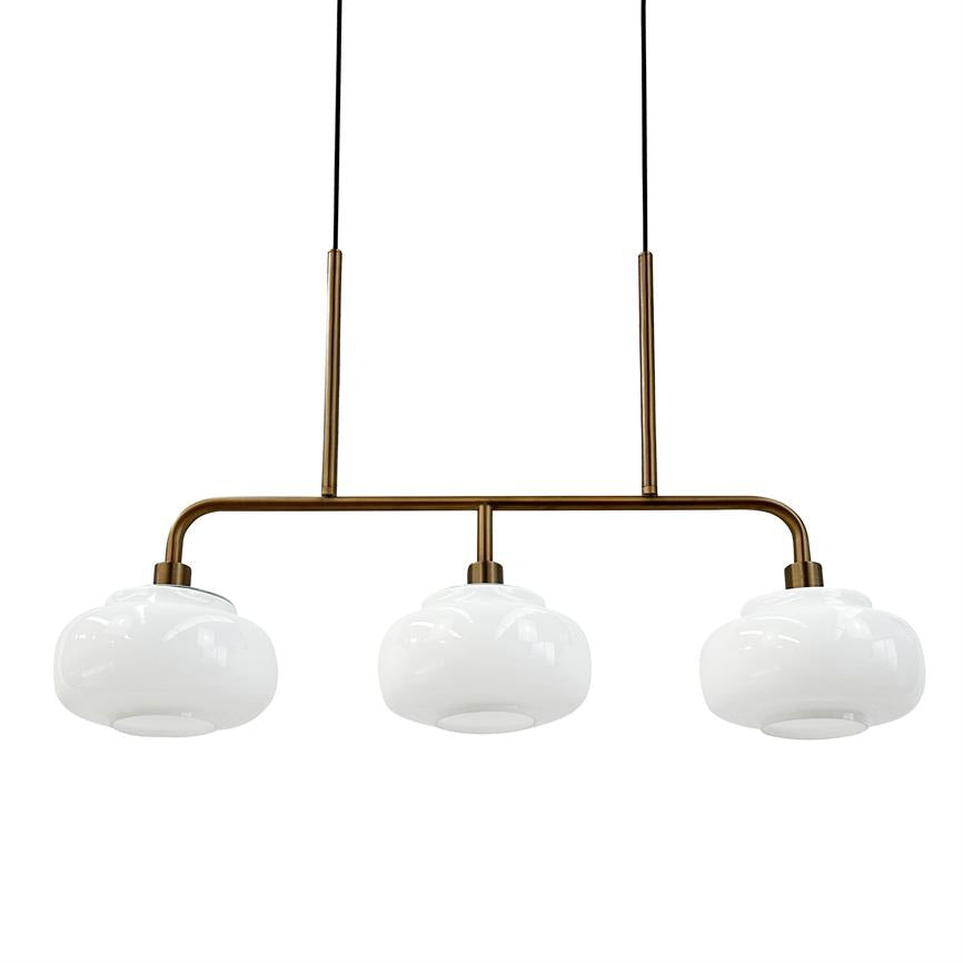 Ossett Langtisch-Pendelleuchte – Opal/Bronze