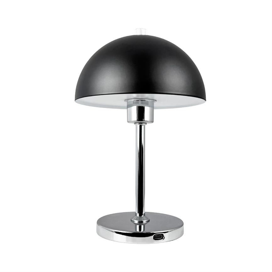 Malmø LED Wiederaufladbare Tischlampe – Schwarz/Chrom