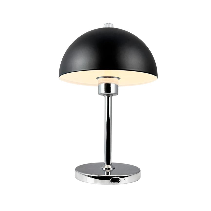 Malmø LED Wiederaufladbare Tischlampe – Schwarz/Chrom