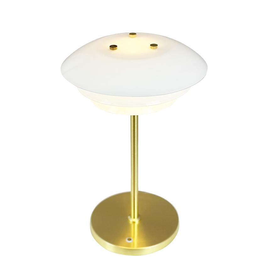 DL20 LED Wiederaufladbare Tischlampe – Opal/Messing