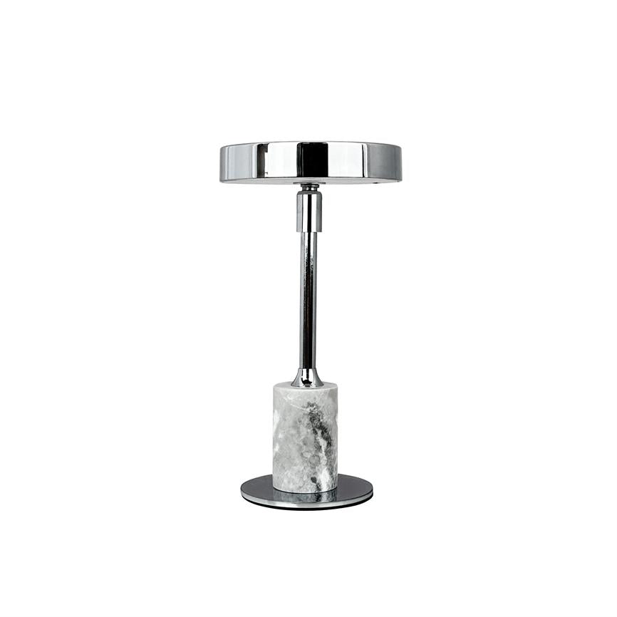 Starlight LED Mini Wiederaufladbare Tischlampe – Chrom/Grau Marmor